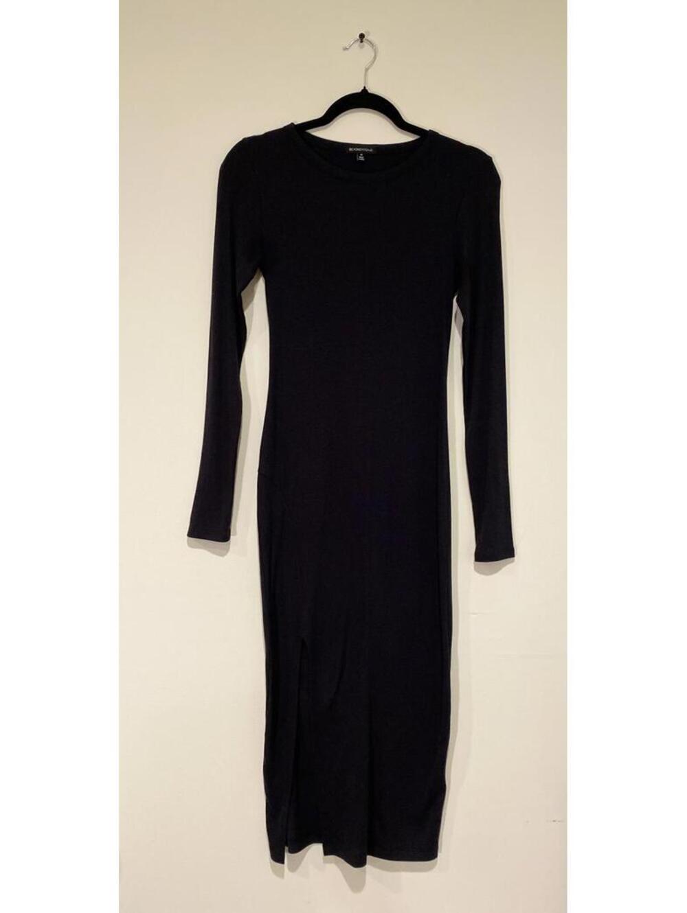 Beyond Yoga Black Long Sleeve Ribbed Maxi Dress XS